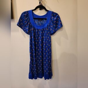 BETSEY JOHNSON Pinup Retro Sailor Girl Print Navy Nautical Pockets Tunic Dress